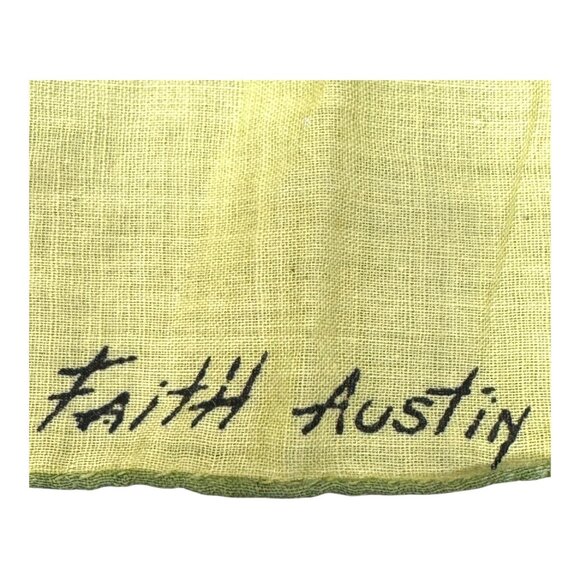 Vintage Faith Austin Sea Life Hand Printed Linen Scarf Boho Kitsch Nautical READ - Picture 2 of 11